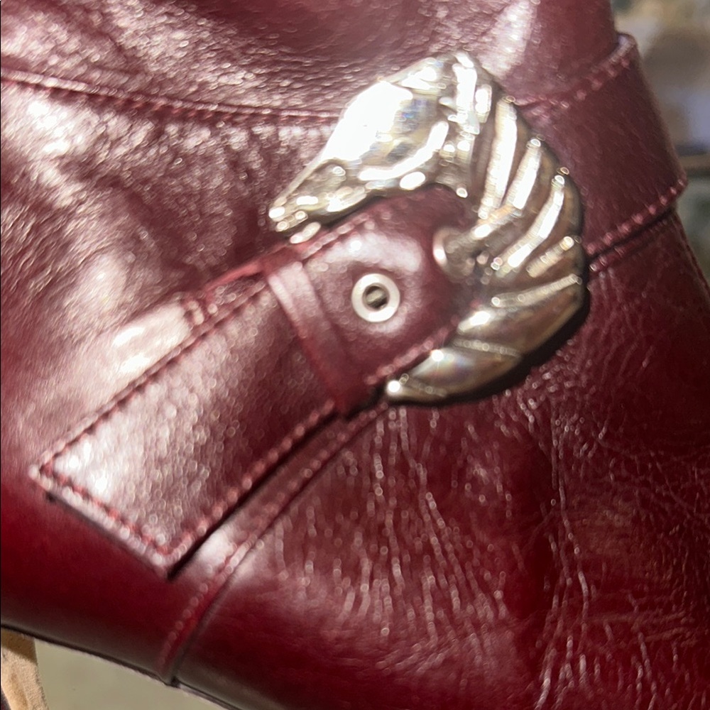 Dorateymur leather Elegant Burgundy Leather Ankle Boots 8 buckle silver - Picture 7 of 8